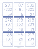 Large Number Subtraction Flashcards