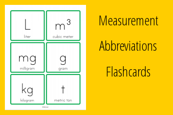 math measurement abbreviations flash cards