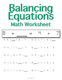Balancing Math Equations Worksheet