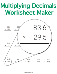 Multiplying Decimals Worksheet